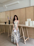 DAIIIBABYYY  -  Ink Tank Top Women Niche Design Sense 2025 Summer New Ink Artistic Temperament Chinese Style Long Skirt Elegang