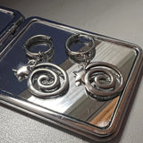 Daiiibabyyy Star Girl Y2k Spiral Vortex Pendant Earrings for Women Vintage Evil Eye Cross Heart Stainless Steel Eardrop Jewelry Accessories