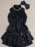 Daiiibabyyy  Japanese Vintage Gothic Elegant Black 2 Piece Set Women Chic Y2k Sleeveless Tops + Skirts Harajuku Fashion Causal Retro Outfits