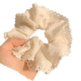 DAIIIBABYYY  -  2024 New Lace Polka Dot Scrunchies Fairy Girl Student Oversized Elastic Hair Bands Korean Women Elegant White Pink Hair Tie Rope