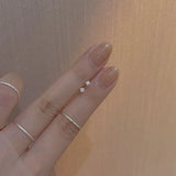 Daiiibabyyy 925 Silver Needle Shiny Zircon Stud Earrings Women  Style Cute Sweet Jewelry Accessories  Simple Fashion Jewelry Accessories