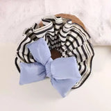 DAIIIBABYYY  -  Yellow cotton bow black and white striped pleated large intestine hair tie, fashion versatile cute sleep hair tie hair accessory