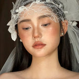 Daiiibabyyy  French Handmade Lace Flower Veil Hat Sweet Premium Wedding Headgear Wedding Hair Accessories