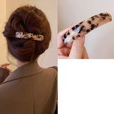 Daiiibabyyy  Fashion Elliptical Leopard Print Hair Clip PVC Arc Spring Clip Grab Clip Headwear Large Hairpin Girl