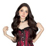 Daiiibabyyy  Chestnut Brown Long Curly Hair Synthetic Wig Medium Large Wave Korean Net Red Female Star Style Chemical Fiber Wig