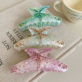 Daiiibabyyy  1pc multi-color starfish hair clip acrylic hair claws, summer beach hair clip with claws for strong fixation