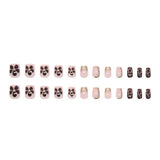 Daiiibabyyy  24pcs New Short Ballerina False Nails Metallic Irregular Flowers French Nail Tips Detachable Full Cover Fake Nails Women Girls