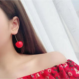 Daiiibabyyy Earring Accessories for Women Red Cherry Earrings for Women Fruit Statement Dangle Earring Wedding Party Korean Jewelry Gift