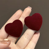 DAIIIBABYYY  -  New Romantic Winter Red Velvet Flocking Bow-knot Earrings Korean Fashion White Furry Ball Multi-style Dangle Earring Jewelry