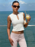Daiiibabyyy  Women's Casual Slim Fit Sleeveless Top V-neck Sleeveless Patchwork Fashion Pullover Spring Summer New In Chic Tops