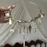 Daiiibabyyy  Ethnic style moon tassel collar necklace for women