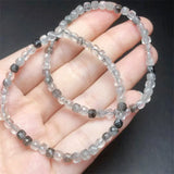 DAIIIBABYYY  -  Black Rutiled Quartz Cube Bracelet Gemstone Crystal Jewelry Bangle For Women Healing Bohemia Holiday Gift 1pcs