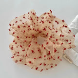 Daiiibabyyy  1PC Summer Red Polka Dot Tulle Scrunchie, Korean Large Hair Tie For Girls Ponytail Daily Casual Styling