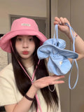 DAIIIBABYYY  -  Foldable Wide Brim Fisherman Hat with Drawstring Bag Convertible Sunshade Outdoor Fishing Cap Summer Multi-Functional Protection