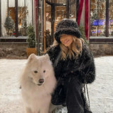 Daiiibabyyy  Winter New Imitation Fox Fur Fur Velvet Ladies Hat Ins Style Korean Fashion Luxury Fisherman Hat Outdoor Shopping Accessories