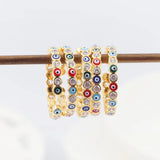 Daiiibabyyy New Bohemia Lucky Turkish Blue Evil Eye Rings Dripping Oil Open Adjustable Finger Rings for Women Jewelry Gift