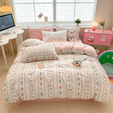 DAIIIBABYYY  -  Bedding Class A All Cotton Face Mask Dormitory Skin friendly Fresh Bed Sheet and Quilt Cover Pure Cotton Four piece Set Three