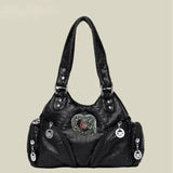 Daiiibabyyy  Y2Kwomen Large Capacity Single Shoulder Crossbody Bag Retro Motorcycle Street Trend Sweet Cool Style Mixed With Rivet Decoration