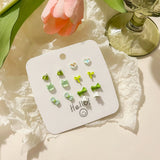 DAIIIBABYYY  -  Hot Selling Cute Flower Heart Cartoon Animal Stud Earrings Set for Women Korean Fashion Sweet Pink Peach Earring Jewelry