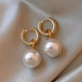 DAIIIBABYYY  -  sliver-plated Pearl Zircon Earring for Women Girl Party Gift Circular Temperament Banquet Jewelry