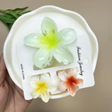 DAIIIBABYYY  -  3Pcs Sweet Colorful Plumeria Flower Shark Clip Hair Claw Bohemian Ponytail Clip Plastic Hairpin Barrette Summer Hair Accessories