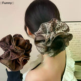 Daiiibabyyy  Maillard Plaid Lace Hair Scrunchies For Womens Girls Ponytail Holder Hair Ties Elastic Hair Rope Hair Accessories