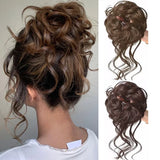 Daiiibabyyy  100% Human Hair Bun  Extensions Human Hair Messy Bun Hair Pieces Wavy Curly Human Hair Chignon Tousles Updo For Women Girls