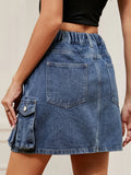 Daiiibabyyy Y2k Denim Skirt Women Summer Short Skirts Female Vintage Washed Jeans Skirt Ladies Fashion High Waist Pocket Patchwork Faldas