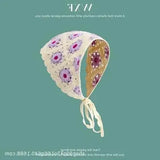 Daiiibabyyy  Women's Headscarf Dopamine French Mint Mambo Style Knitted Flower Triangular Headscarf Country Style Seaside Photo Girl Headband