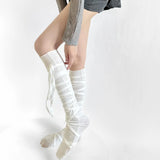 Daiiibabyyy  Punk Women Strap Calf Over Knee Socks Spicy Girl Y2k Subculture Elastic Ballet Socks Lolita Gothic Japanese JK Club Cosplay Sock