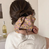 Daiiibabyyy  Floral Fabric Square Hair Ring for Woman Elegant High Elastic Hair Rope Fashionable Girl Does Not Hurt The Hair Hair tie Scrunch