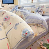 DAIIIBABYYY  -  Bedding Class A All Cotton Face Mask Dormitory Skin friendly Fresh Bed Sheet and Quilt Cover Pure Cotton Four piece Set Three