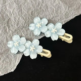 Daiiibabyyy  Jelly Cherry Blossom Hair Clips Pink Blue Flower Hairpins for Girl Romantic Wave Side Bangs Barrettes Kawaii BB Hair Accessories
