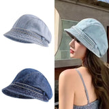 DAIIIBABYYY  -  Cute Retro Fisherman Hat Solid Color Cold Resistance Bucket Hats Ultra Light Warmth Duck Tongue Hat Women's