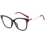 DAIIIBABYYY  -  Blue Light Blocking Glasses TR90 Cat Eye Color Block Metal Frame Clear Lens Computer Glasses Spectacles for Women Oculos