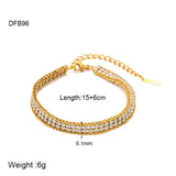 DAIIIBABYYY  -  Shiny Cubic Zirconia Stainless Steel Chain Bracelet PVD Plated Round Beads Heart Bracelet Bangles for Women High Quality Jewelry