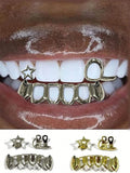 Daiiibabyyy  Fashionable Dental Jewelry With Stars/Hollowed-Out Horizontal Bars/Four-Hollowed-Out Lower Teeth Hip-Hop Dental Jewelry