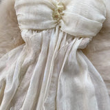 DAIIIBABYYY  -  Elegant Sexy Asymmetric Sleeveless Pleated Backless Chiffon Slip Dresses Fairy A-line Summer Slim Women Beach Vacation Clothing