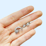 Daiiibabyyy Faux Fake Belly Star Moon Fake Belly Piercing Heart Zircon Clip On Umbilical Navel Non-Piercing Jewelry Earring Clip