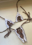 Daiiibabyyy  New Sexy Lace Patchwork Brazilian Bikini Set Female Halter Swimwear Women Print Halter Swimsuit Bathing Suit Biquini