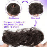 Daiiibabyyy  2PCS Messy Human Hair Bun Chignon With Elastic Rubber Band Stretchy 100% Human Hair Scrunchies Hair Bun Donut Elegant Ponytail