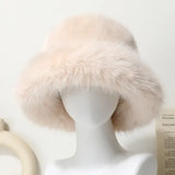Daiiibabyyy  Ins Bright Yellow Imitation Mink Fur Bucket Hats Women Winter Fluffy Plush Basin Caps Female Advanced Warm Sun Panama Korea New