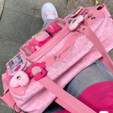 Daiiibabyyy  New Y2k Leopard Ita Shoulder Bag Lolita Girls Transparent Tote Bag Womens Large Capacity Crossbody Bag Cute DIY Display Handbags