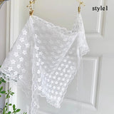 DAIIIBABYYY  -  Korean Lace Floral Hair Scarf female flower white sweet Triangle Scarf Summer Thin Breathable Travel Photo Headband head Scarf