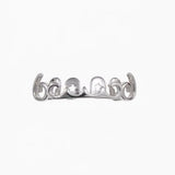Daiiibabyyy  Retro Pattern Hollow Gold Teeth, Genuine Gold Electroplated Halloween Hip-Hop Dental Braces, Unique Men's Trendy Accessory
