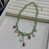 DAIIIBABYYY  -  Bohemian Colorful Stone Imitation Pearl Chain Necklace Men Trendy Crystal Beaded Choker on Neck Accessories Y2K Jewelry