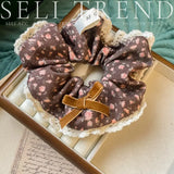 DAIIIBABYYY  -  French Fashion Floral Lace Velet Hair Scrunchies for Girls and Women Handmade Hair Loop