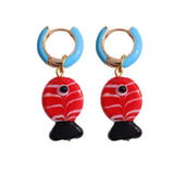 Daiiibabyyy  Personality Jewelry Accessories Enamel Fish Earrings Lip Alloy Charms Ear Buckle Dripping Oil Starfish Hoop Earrings Girls