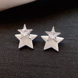 Daiiibabyyy  Korean Fashion Zircon Star Earrings for Women Sweet Personalized Stud Earring High-end Luxury Designer Jewelry Wholesale