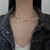 Daiiibabyyy  Irregular Minimalist Geometric Chain Splicing Clavicle Chain Men and Women Hip Hop Chilly Fashion Jewelry Necklace